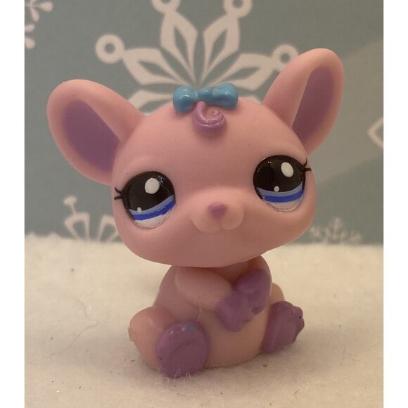 Authentic Littlest Pet Shop # 2080 Pink Purple Mouse Rat Blue Bows TRU Exclusive - Picture 2 of 3